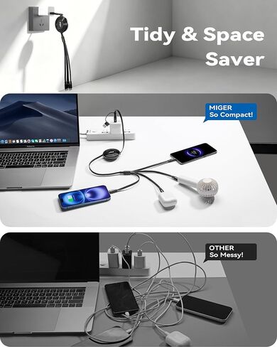 Dual USB-C Multi Charging Cable,6 in 1 Retractable Charger Cable[2Pack 4Ft] in Kuwait