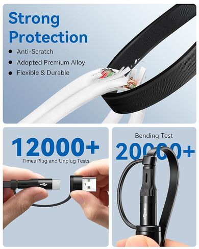 Dual USB-C Multi Charging Cable,6 in 1 Retractable Charger Cable[2Pack 4Ft] in Kuwait