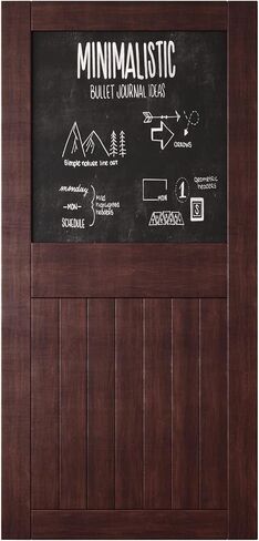 Red Mahogany 30x84 in. Sliding Barn Door, Half Chalkboard Design,Assembly Required, Finished Barn Door Only, Interior Use in Kuwait