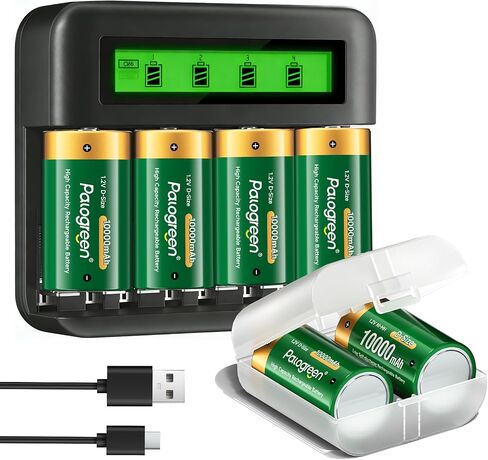 6-Pack Rechargeable D Batteries with Charger, Universal Battery Charger for AA/AAA/C/D 1.2V NI-MH NI-CD Rechargeable Battery (3 Battery Boxes) in Saudi Arabia
