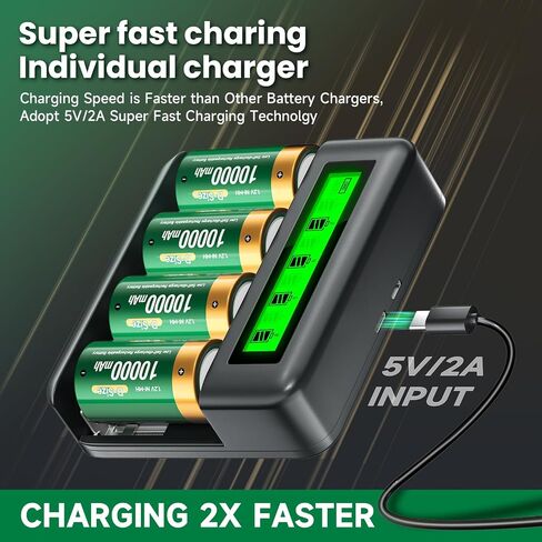 6-Pack Rechargeable D Batteries with Charger, Universal Battery Charger for AA/AAA/C/D 1.2V NI-MH NI-CD Rechargeable Battery (3 Battery Boxes) in Saudi Arabia