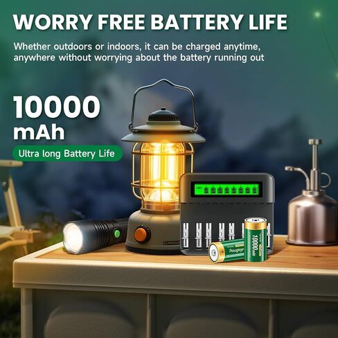 6-Pack Rechargeable D Batteries with Charger, Universal Battery Charger for AA/AAA/C/D 1.2V NI-MH NI-CD Rechargeable Battery (3 Battery Boxes) in Saudi Arabia