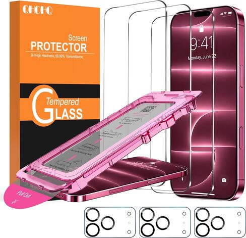 QHOHQ for iPhone 18 Pro Max Screen Protector, 9H+ Tempered Glass, 3+3 Pack in Kuwait