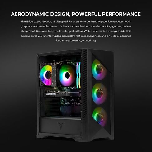 YEYIAN Edge Gaming Desktop – Intel Core Ultra 5 225F, GeForce RTX 5060, 32GB DDR5 6000MHz, 2TB SSD – AI‑Ready High‑Airflow Tower with Performance Air Cooling – SKU YPI‑ED225FC‑560P2U in Saudi Arabia