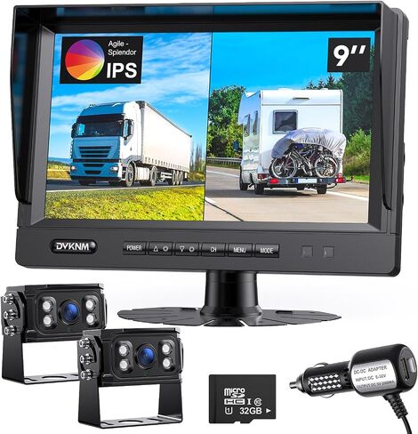 Wired Backup Camera System, 9" 1080P IPS Monitor & 2 Rear View Camera in Saudi Arabia