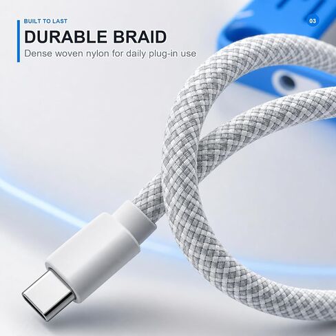 كابل AIPI USB C إلى C، كابل شحن سريع من النوع C 67 وات لسلسلة AIPI، كابل USB-C مضفر من النايلون المتين لسلسلة iPhone 17/16/15، Android in Kuwait