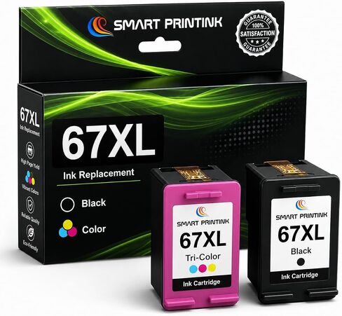 67XL Ink Cartridges Black/Color Combo Pack Replacement for HP Ink 67 HP67XL | High Yield 67XL Ink Compatible with HP DeskJet 2755e 2855e 2700 2700e 4155e 2734e 2827e 4100e Envy 6055 6455e Printer 2PK in Saudi Arabia