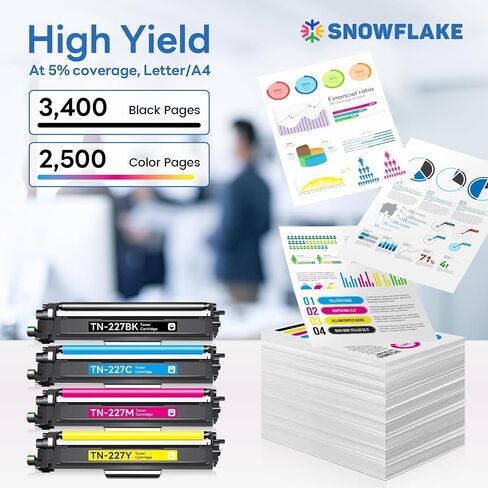 TN227 TN-227BK/C/M/Y High Yield Toner Cartridge 4 Pack Compatible TN 227 TN-227 Toner Replacement for Brother TN-227 TN227 TN-227BK/C/M/Y MFC-L3770CDW MFC-L3710CW Printer Toner. in Saudi Arabia
