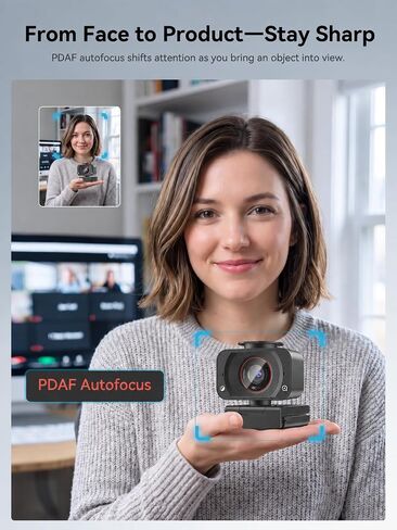 Spedal 4K Webcam for PC, 1/2.5" Sensor, 1080P 60FPS, PDAF Autofocus, 2 Mics in Saudi Arabia
