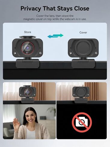Spedal 4K Webcam for PC, 1/2.5" Sensor, 1080P 60FPS, PDAF Autofocus, 2 Mics in Saudi Arabia