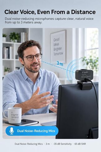 Spedal 4K Webcam for PC, 1/2.5" Sensor, 1080P 60FPS, PDAF Autofocus, 2 Mics in Saudi Arabia