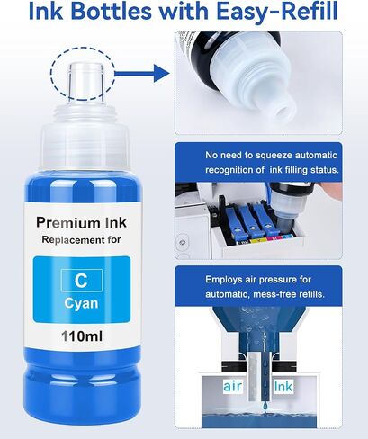 EaseFusion Compatible Ink Bottle Replacement for Epson 522 Ink, 6 Bottles in Saudi Arabia
