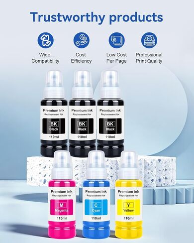 EaseFusion Compatible Ink Bottle Replacement for Epson 522 Ink, 6 Bottles in Saudi Arabia