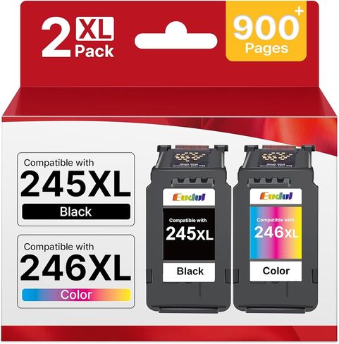 245XL Ink Cartridge Replacement for Canon 245XL 246XL Combo Pack High Capacity for Canon Ink 245 and 246, Work with Pixma MX490 MX492 MG2522 TR4520 MG3022 MG2520 TS3100 TS3122 TS3300 (Black,Color) in Saudi Arabia