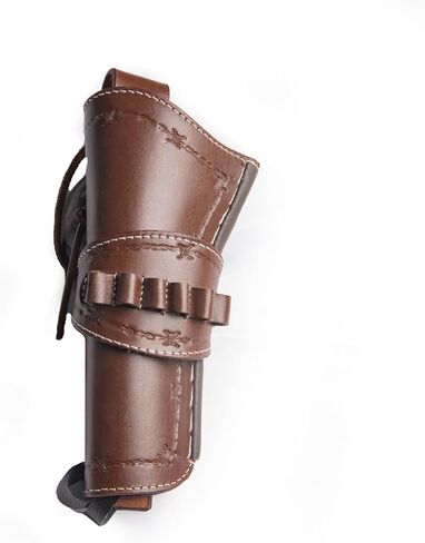 Hulara Leather Western Cowboy Holster with Ammo Loops .45 Auto, .45 ACP and .44 Cal. fit 4" to 8" Western Gun Holster 45 Revolver in Kuwait