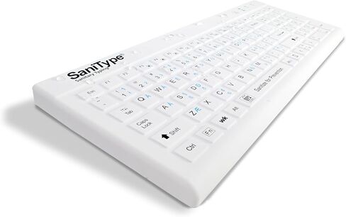 SaniType 'Blue Connect' Professional-Grade Rigid Silicone Washable Wireless Bluetooth®; Keyboard with ON/Off Switch (BT) (White) | KBSTRBT99Si-W in Saudi Arabia