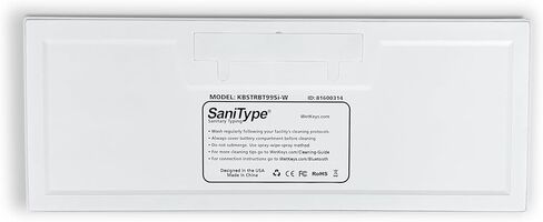 SaniType 'Blue Connect' Professional-Grade Rigid Silicone Washable Wireless Bluetooth®; Keyboard with ON/Off Switch (BT) (White) | KBSTRBT99Si-W in Saudi Arabia