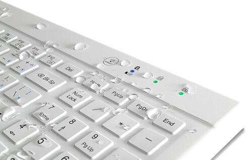 SaniType 'Blue Connect' Professional-Grade Rigid Silicone Washable Wireless Bluetooth®; Keyboard with ON/Off Switch (BT) (White) | KBSTRBT99Si-W in Saudi Arabia