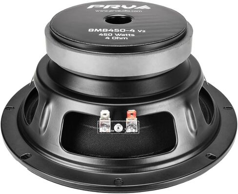 PRV AUDIO 8 Inch Midbass Speaker 8MB450-4 v2, 450 Watts, 4 Ohm, 2 in Voice Coil, Loudspeaker for High Output Pro/Car Sound System (2 Speakers) Bundle in Saudi Arabia