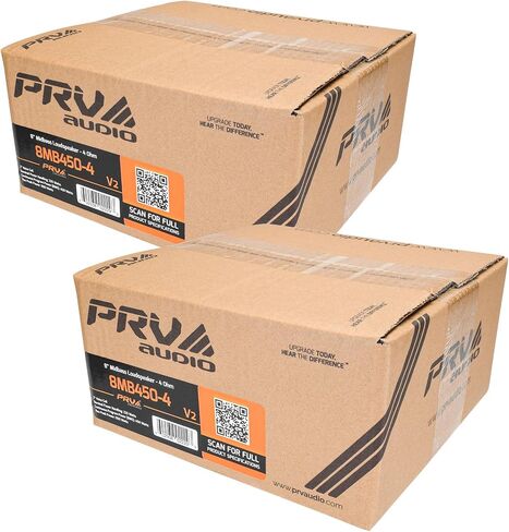PRV AUDIO 8 Inch Midbass Speaker 8MB450-4 v2, 450 Watts, 4 Ohm, 2 in Voice Coil, Loudspeaker for High Output Pro/Car Sound System (2 Speakers) Bundle in Saudi Arabia