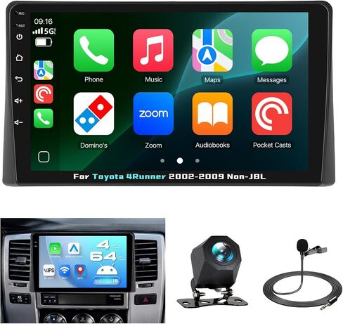 4GB+64GB Android 15 Car Stereo for Toyota 4Runner 2002-2009 Non-JBL, 9-Inch in-Cell Touchscreen with Wireless CarPlay Android Auto, FM/RDS Radio, Bluetooth, WiFi, Retains Factory Controls in Saudi Arabia