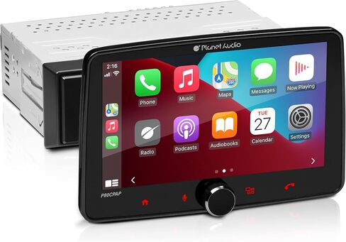 Planet Audio P80CPAP Car Stereo - Apple CarPlay, Android Auto - Single Din, 8 Inch Touchscreen, Bluetooth, No CD DVD Player, AM/FM Radio Receiver, USB in Kuwait