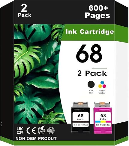 2 Pack 68 High Yield Black and Tri-Color Ink Cartridge Set 7FP22TN 7FP20TN Compatible for 6152e 6155e 6552e 6555e 6558e Printer (1 Black, 1 Tri-Color) in Saudi Arabia