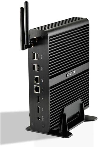 KINGDEL Fanless Mini Desktop Computer, Mini PC with i7 CPU, 16GB RAM, 512GB SSD, 2xHD Ports, 2xLAN, All Metal Body in Saudi Arabia