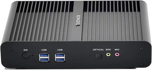 KINGDEL Fanless Mini Desktop Computer, Mini PC with i7 CPU, 16GB RAM, 512GB SSD, 2xHD Ports, 2xLAN, All Metal Body in Saudi Arabia