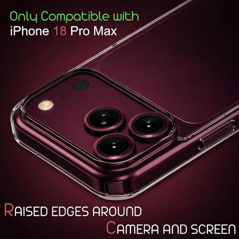 Case for iPhone 18 Pro Max Case Clear 18 Series [Not Yellowing] [Military-Grade Drop Protection] [Anti-Yellowing] Protective Clear with Shockproof Bumper 2026 in Saudi Arabia