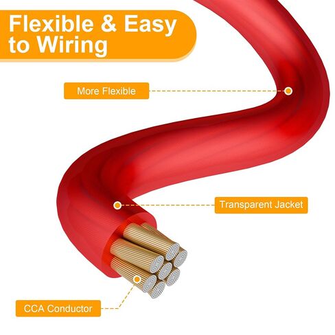 2 Gauge Wire Kit 2-Pack, 20FT Red + 20FT Black CCA Cable in Kuwait