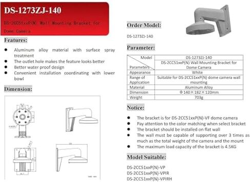Acusense 4K 8MP Dual Lens Poe IP Security Camera Outdoor Panoramic Wide Angle, Metal Casing, Regular IR Night Vision, Bundle with PC140 WMS WML DS-1273ZJ-140 LTB342-140 Wall Mount Bracket in Saudi Arabia