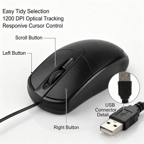 36 Pcs Black USB Wired Mouse, 1200 DPI 3‑Button Corded Mice Bulk in Saudi Arabia