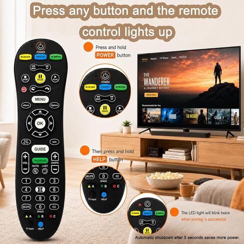 Universal TV Remote Control, Easy Setup Replacement Remote, Compatible with U-Verse S30-S1B Receiver, Smart TVs, Streaming Devices, Cable Boxes, Wide Compatibility, Black in Saudi Arabia