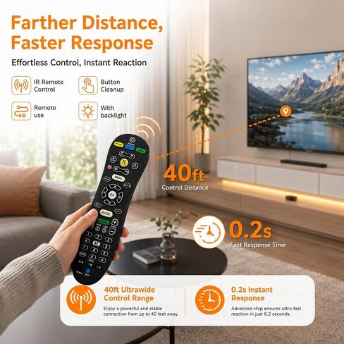 Universal TV Remote Control, Easy Setup Replacement Remote, Compatible with U-Verse S30-S1B Receiver, Smart TVs, Streaming Devices, Cable Boxes, Wide Compatibility, Black in Saudi Arabia