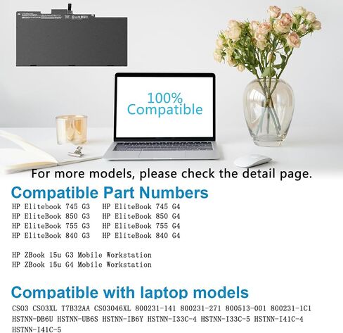 بطارية CS03XL لجهاز HP Elitebook 840 848 850 755 745 G3 G4، ZBook 15u G3 G4 للكمبيوتر المحمول، P/N: HSTNN-UB6S HSTNN-IB6Y 800231-1C1 800231-141 800513-001 CSO3 CS03046XL in Kuwait