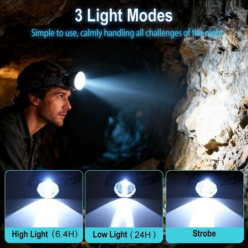 BORUIT Head Lamps LED Rechargeable - Super Bright 3 Modes, 90° Adjustable in Saudi Arabia