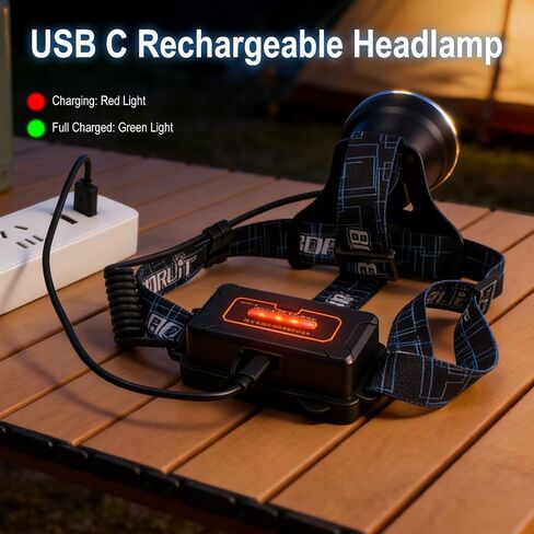 BORUIT Head Lamps LED Rechargeable - Super Bright 3 Modes, 90° Adjustable in Saudi Arabia