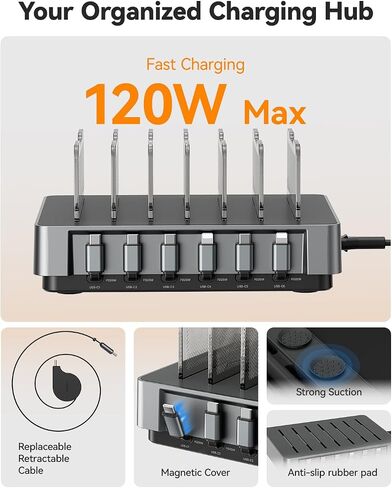 SooPii HomeHub H1 Pro 120W Charging Station for Multiple Devices,Grey in Saudi Arabia