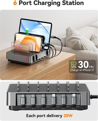 SooPii HomeHub H1 Pro 120W Charging Station for Multiple Devices,Grey in Saudi Arabia