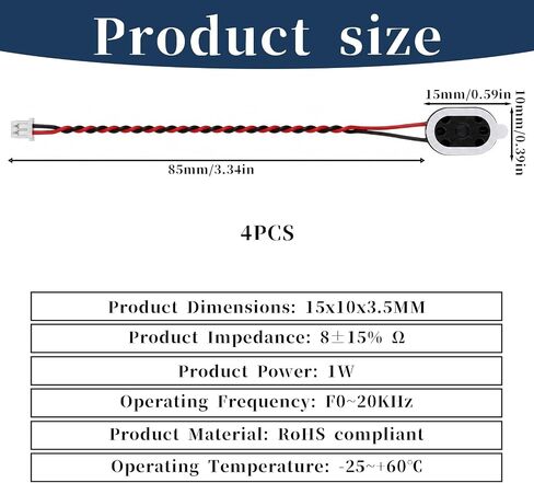 4 PCS Micro Internal speaker, 8 Ohm Small Speakers (3.7 Inch, 3.3V 5V) in Saudi Arabia