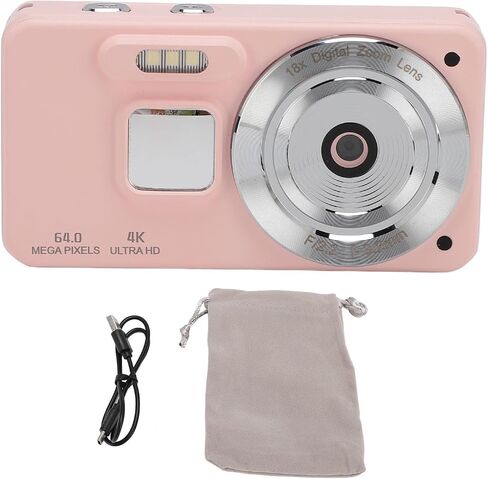 Digital Camera, 6400W 4K HD Student Selfie Video Camera with 18X Zoom Anti Shake Auto Focus for Kids Teens Black in Kuwait