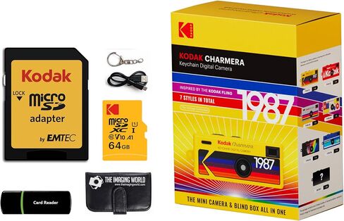 Kodak Charmera Key Chain Digital Camera (Random Style Blind Box) with 64 GB Micro SDHC Card and Reader, Memory Card Wallet Bundle in Saudi Arabia