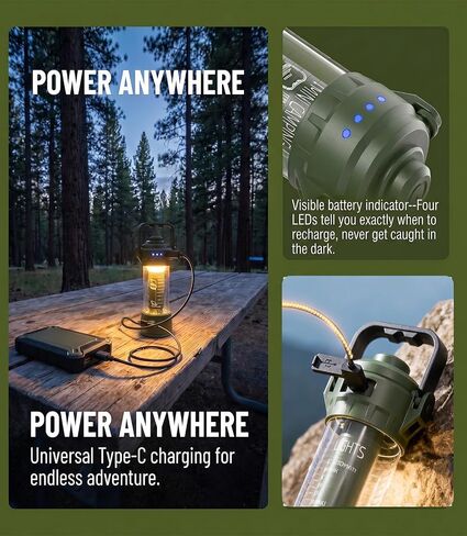 USB-C Rechargeable 2-in-1 Mini Lantern and Flashlight-Small Camping Light in Kuwait