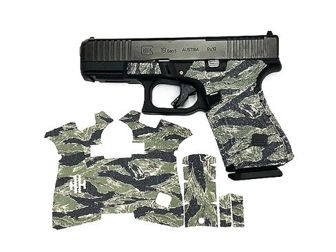 HANDLEITGRIPS Gun Grip Tape Compatible with Glock 19/23 Gen 5/Gen 5 MOS - Tiger Stripe Camo Edge Series Pistol Grip Tape, Gun Skins, Veteran Owned, Made in USA in Saudi Arabia