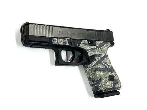 HANDLEITGRIPS Gun Grip Tape Compatible with Glock 19/23 Gen 5/Gen 5 MOS - Tiger Stripe Camo Edge Series Pistol Grip Tape, Gun Skins, Veteran Owned, Made in USA in Saudi Arabia