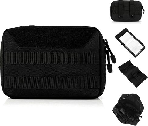 Tactical Molle Pouch, Double Zipper Utility EDC Tool Organizer Bag, 1000D Oxford Waterproof Modular Waist Pack with Map Sleeve Metal Snap Strap, for Molle System of Backpack/Vest/Belts in Saudi Arabia
