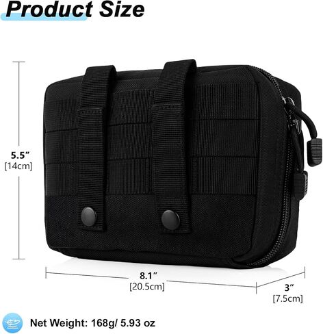 Tactical Molle Pouch, Double Zipper Utility EDC Tool Organizer Bag, 1000D Oxford Waterproof Modular Waist Pack with Map Sleeve Metal Snap Strap, for Molle System of Backpack/Vest/Belts in Saudi Arabia