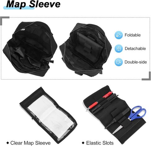 Tactical Molle Pouch, Double Zipper Utility EDC Tool Organizer Bag, 1000D Oxford Waterproof Modular Waist Pack with Map Sleeve Metal Snap Strap, for Molle System of Backpack/Vest/Belts in Saudi Arabia