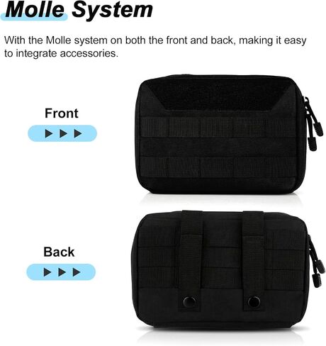 Tactical Molle Pouch, Double Zipper Utility EDC Tool Organizer Bag, 1000D Oxford Waterproof Modular Waist Pack with Map Sleeve Metal Snap Strap, for Molle System of Backpack/Vest/Belts in Saudi Arabia